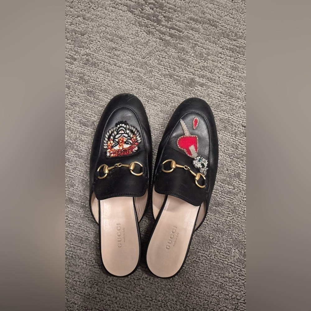 Gucci Black Loafers with Colorful Embellishments